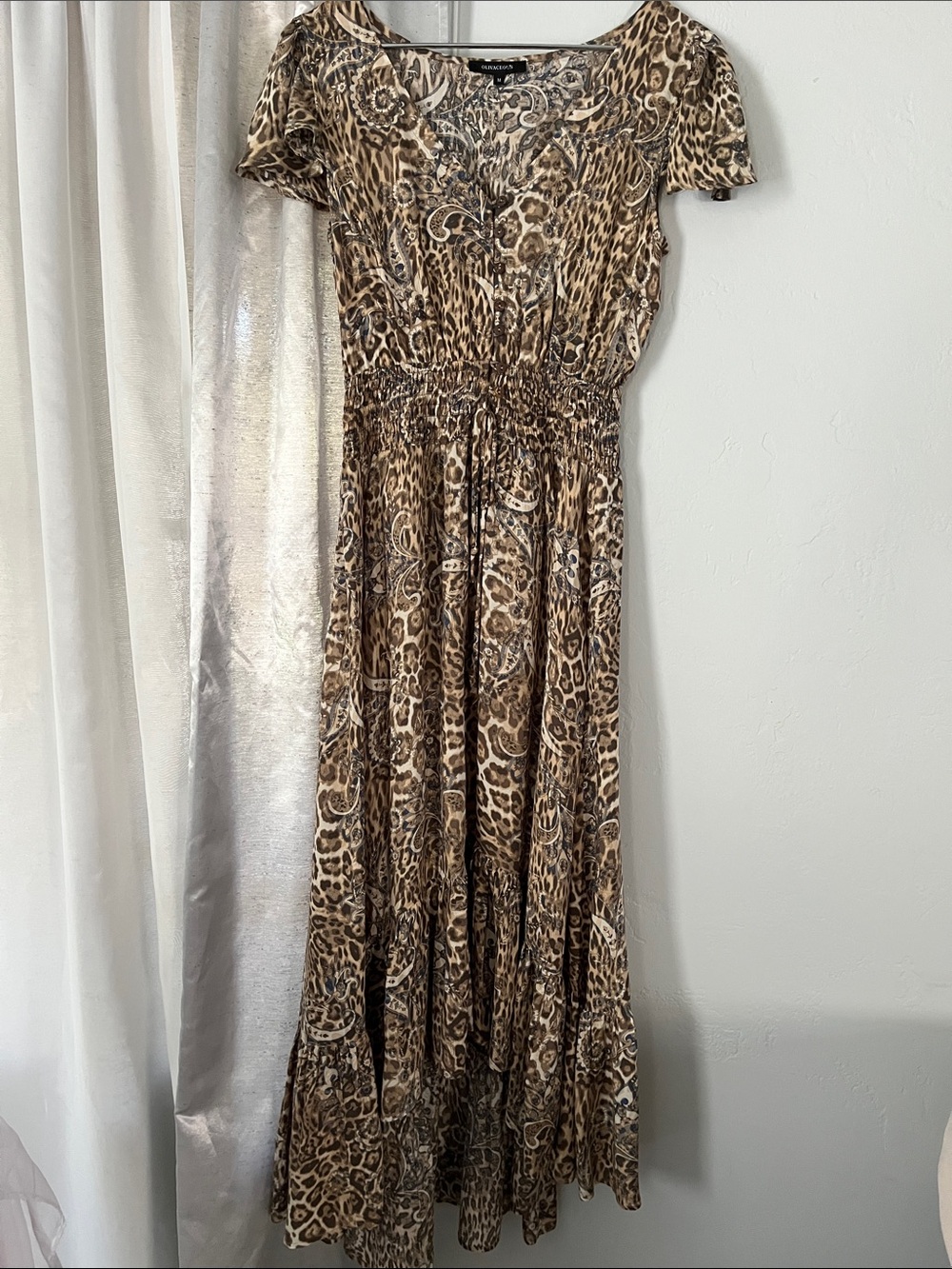 Olivaceous Brown & Cream Animal Print Maxi Dress